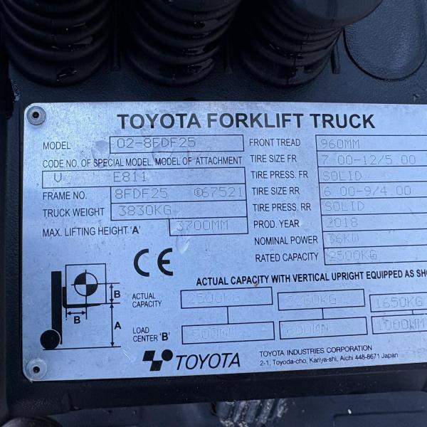 TOYOTA 2.5 TONNE DIESEL FORKLIFT